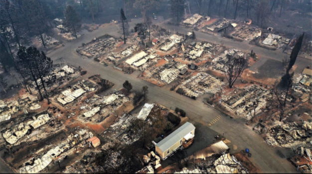 overhead view of Butte fire aftermath